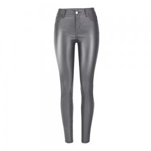 Tight-fitting high-waist leather pants